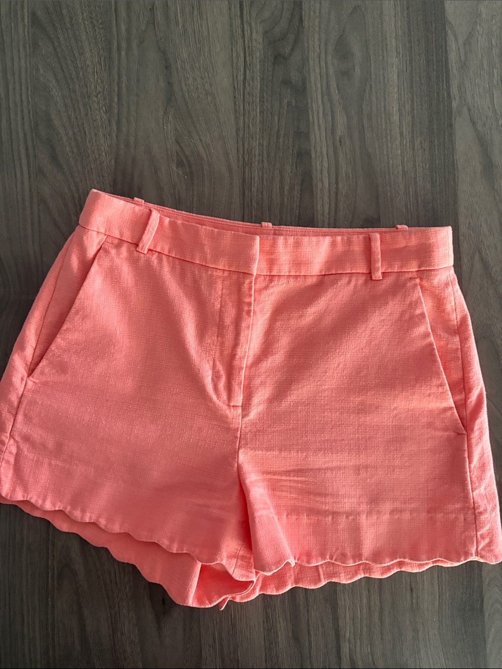 Women's Scallop Hem Coral Shorts Cotton